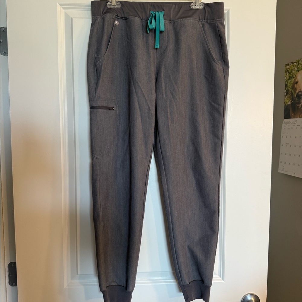 Figs Graphite Joggers with Teal Drawstrings